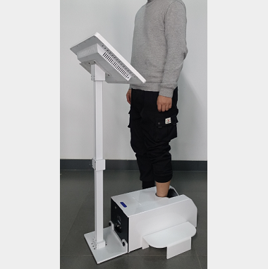 <b>UPOD-S Pedestal Configuration:</b> Scanner body, USB2.0 Cable, Power Adapter, Foot Switch, Side standing steps, software license dongle and Pedestal